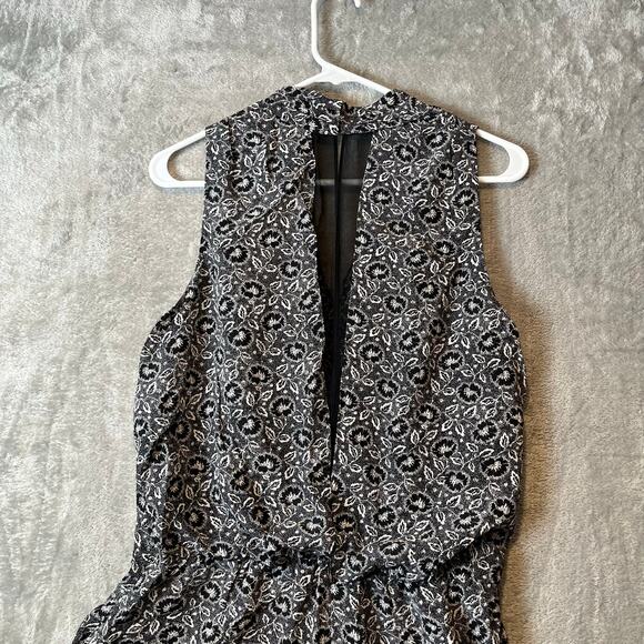 Rebecca Taylor Floral Print Black and White Silk Sleeveless Jumpsuit Size 12 New - Picture 5 of 11